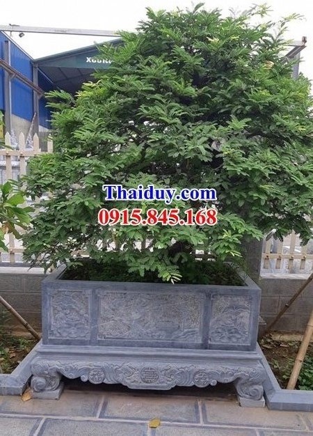 Thiết kế chậu bonsai đặt sân đình chùa bằng đá mỹ nghệ cao cấp chạm trổ tứ quý