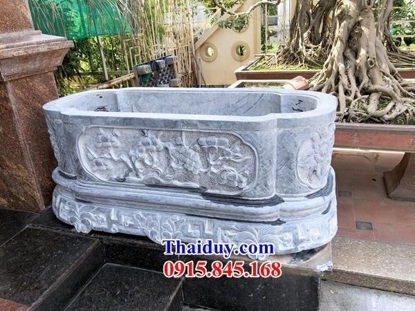 Thiết kế chậu cảnh bằng đá đặt sân vườn tư gia điêu khắc rồng phượng tứ quý tinh xảo đẹp