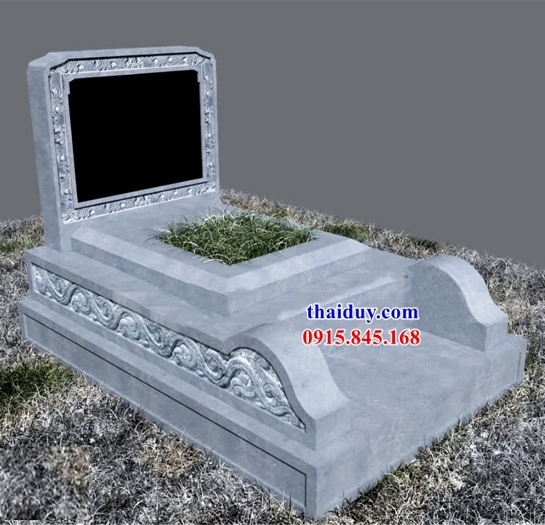 Xây lắp mộ tam cấp đơn giản bằng đá khối tự nhiên thiết kế đẹp