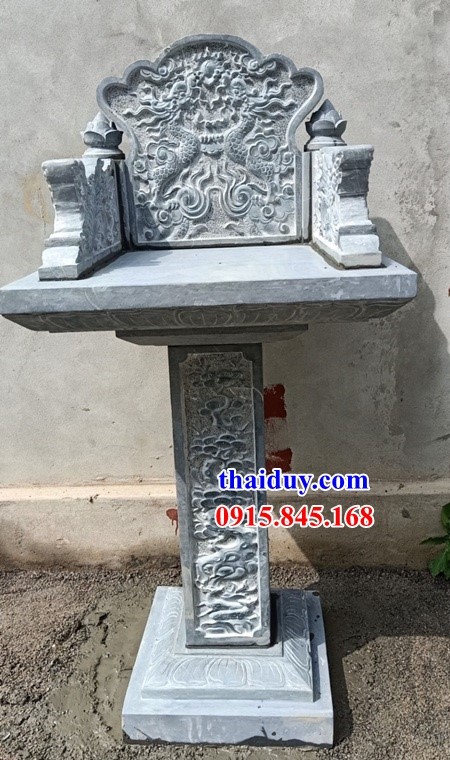 01 Cây hương miếu bàn thờ sơn thần linh thổ địa cửu trùng thiên bằng đá xanh đẹp bán tại Bắc Giang