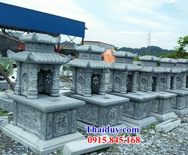 01 Mẫu mộ mồ mả hai mái bằng đá tự nhiên nguyên khối cất giữ để đựng để hũ tro hài cốt gia đình dòng họ ông bà bố mẹ đẹp bán tại Cần Thơ