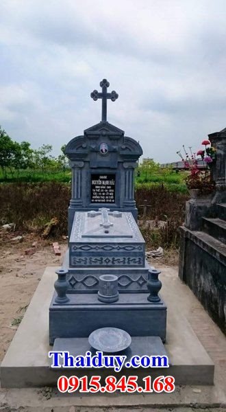 01 Mộ mồ mả công giáo đạo thiên chúa giáo bằng đá nguyên khối đẹp bán tại Bắc Ninh