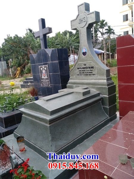 01 Mộ mồ mả công giáo đạo thiên chúa giáo bằng đá tự nhiên đẹp bán tại Bắc Ninh