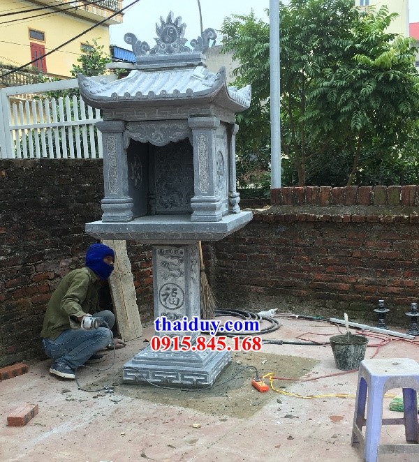 02 Mẫu cây hương miếu bàn thờ sơn thần linh thổ địa cửu trùng thiên ngoài trời bằng đá đẹp bán tại Bắc Ninh