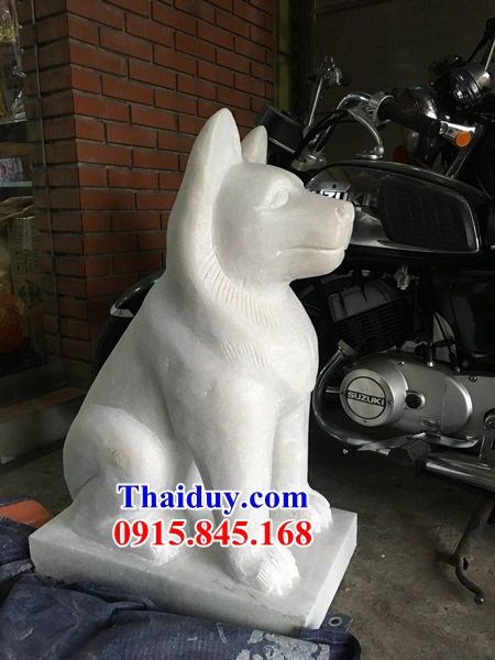 02 Mẫu chó đá trắng phong thủy canh cổng trấn yểm đẹp bán tại Bắc Ninh