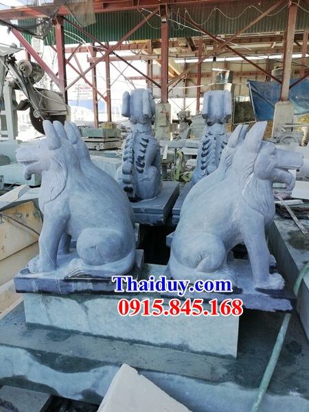 02 Mẫu chó đá xanh phong thủy canh cổng trấn yểm đẹp bán tại Bắc Ninh