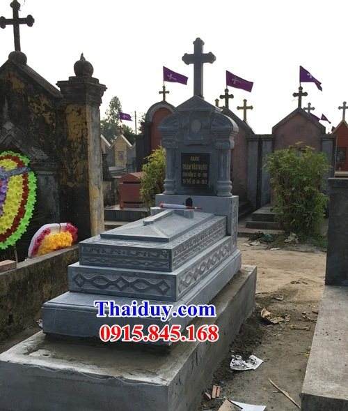 02 Mộ mồ mả công giáo đạo thiên chúa giáo bằng đá đẹp bán tại Lạng Sơn
