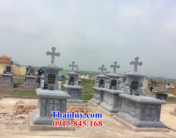 02 Mộ mồ mả công giáo đạo thiên chúa giáo bằng đá xanh đẹp bán tại Lạng Sơn