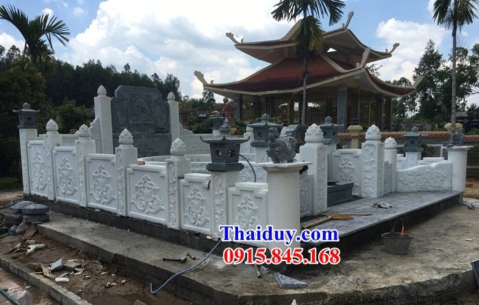 02 Nghĩa trang đá trắng gia đình dòng họ ông bà bố mẹ cao cấp đẹp bán Quảng Bình