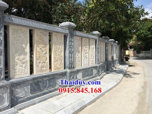 02 Tường bao hàng rào đá ninh bình nghĩa trang khu lăng mộ mồ mả nhà thờ từ đường gia đình dòng họ tổ tiên đình đền chùa đẹp bán tại Điện Biên