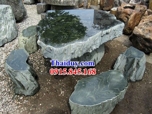 03 Bộ bàn ghế đá xanh đẹp bán tại Lạng Sơn