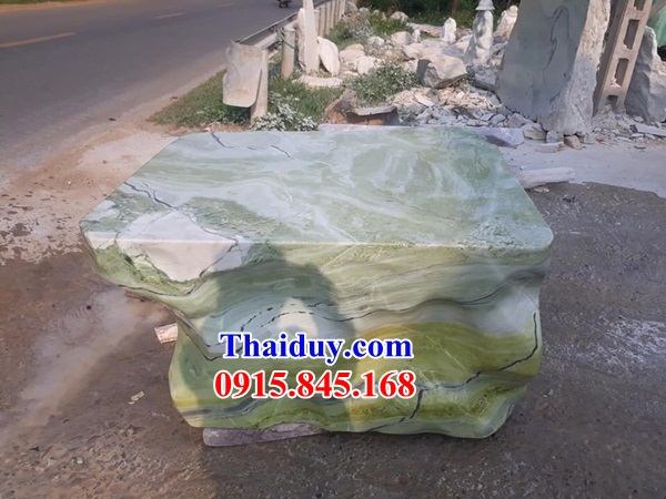 03 Bộ bàn ghế đá xanh ngọc lắp đặt sân vườn biệt thự đẹp bán tại Lạng Sơn