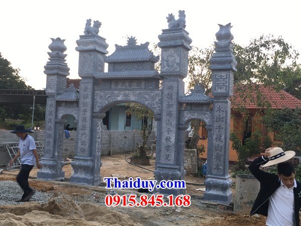 03 Mẫu cổng tứ trụ tam quan gia đình dòng họ tổ tiên đình đền chùa miếu bằng đá đẹp bán tại Cao Bằng