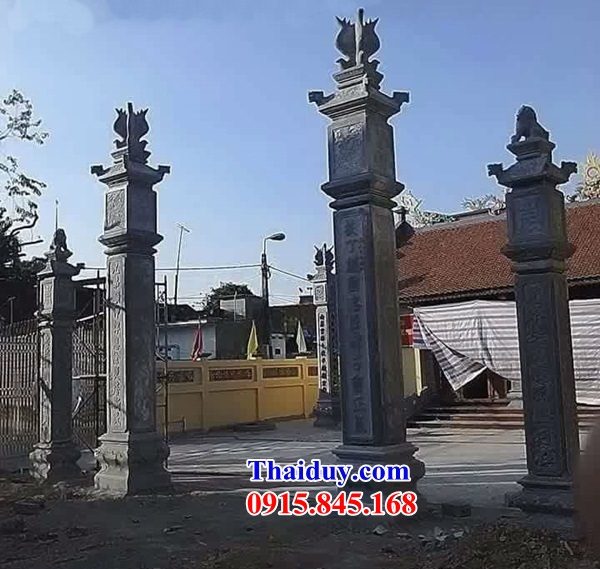 03 Mẫu cổng tứ trụ tam quan gia đình dòng họ tổ tiên đình đền chùa miếu bằng đá ninh bình đẹp bán tại Cao Bằng