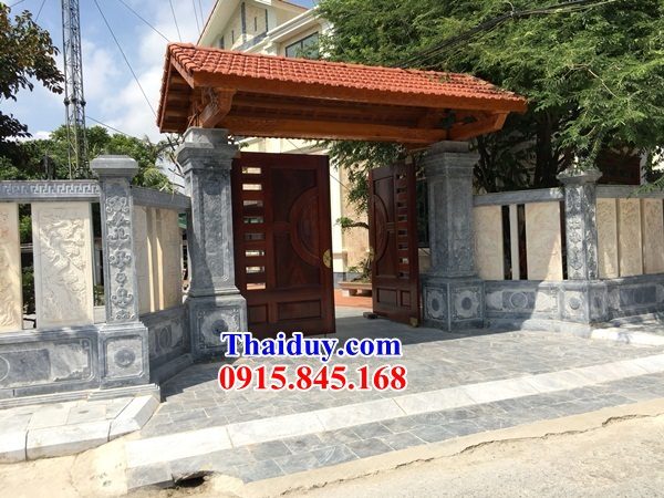 03 Mẫu cổng tứ trụ tam quan gia đình dòng họ tổ tiên đình đền chùa miếu bằng đá thanh hóa đẹp bán tại Cao Bằng