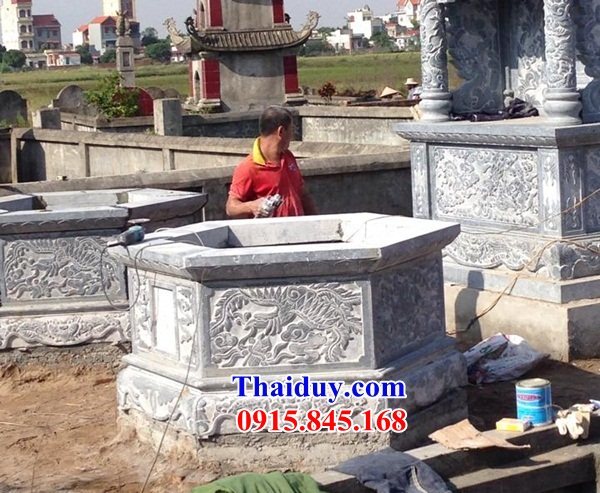 03 Mộ mồ mả gia đình ông bà cô tổ bố mẹ đá thanh hóa hình lục lăng giác tròn đẹp bán tại Lai Châu