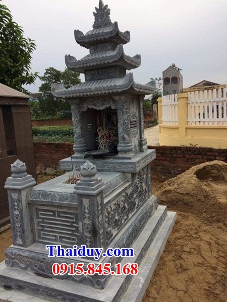 04 Mẫu mộ mồ mả đá xanh gia đình dòng họ ông bà bố mẹ ba mái đẹp bán tại Phú Thọ