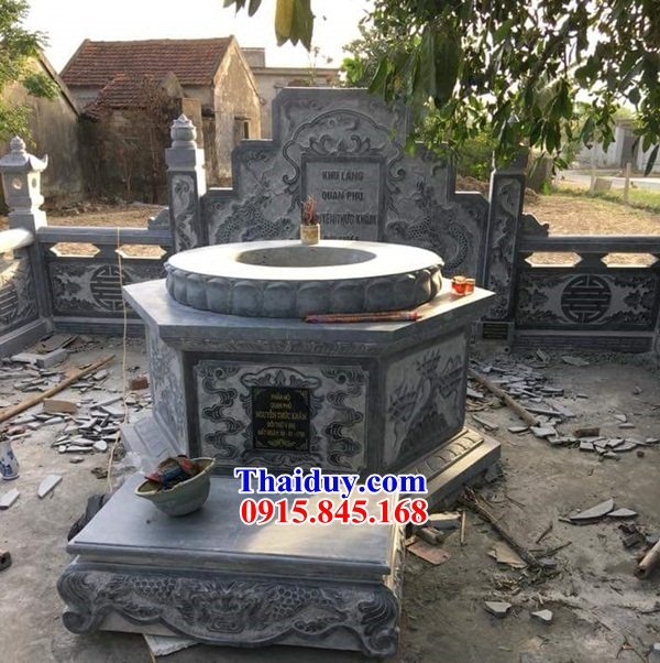 04 Mẫu mộ mồ mả gia đình dòng họ ông bà cô tổ bố mẹ đá thanh hóa lục bát giác tròn đẹp bán tại Thanh Hóa