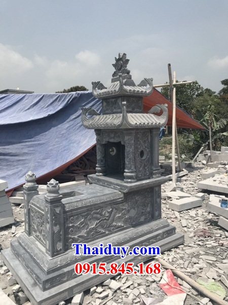 04 Mộ mồ mả bằng đá ninh bình hai mái cất giữ để đựng hũ hộp tro hài cốt gia đình dòng họ ông bà bố mẹ ba má bán tại Kiên Giang