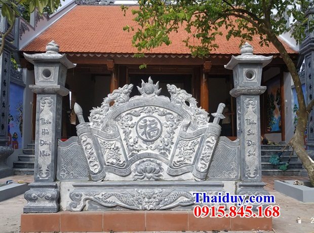 05 Cuốn thư bức bình phong bằng đá ninh bình nghĩa trang khu lăng mộ nhà thờ từ đường dòng họ gia đình ông bà bố mẹ đẹp bán tại Nam Định