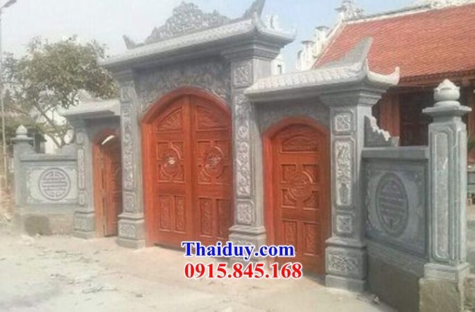 05 Mẫu cổng tứ trụ tam quan nhà thờ từ đường gia đình dòng họ tổ tiên đình đền chùa bằng đá ninh bình đẹp bán tại Trà Vinh