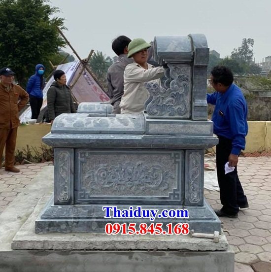 05 Mẫu mộ mồ mả đá ninh bình ông bà bố mẹ gia đình dòng họ một mái đẹp bán tại Hà Giang