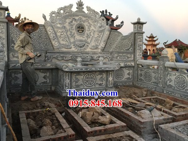 06 Cuốn thư bình phong nhà thờ từ đường nghĩa trang khu lăng mộ mồ mả dòng họ gia đình bố mẹ ông bà bằng đá xanh ninh bình đẹp bán tại Hà Nam