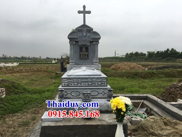 06 Mộ lăng mồ mả công giáo đạo thiên chúa giáo bằng đá đẹp bán tại Quảng Ninh