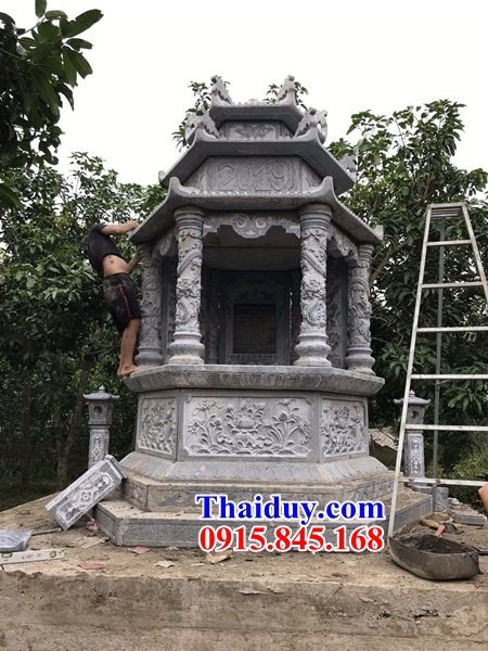 06 Mộ mồ mả lục lăng bát giác bằng đá ông bà bố mẹ ba má đẹp bán tại Hà Tĩnh
