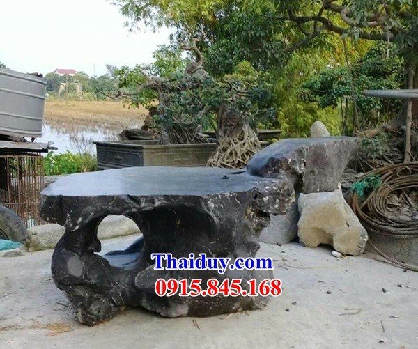 07 Bộ bàn ghế sân vườn tiểu cảnh biệt thự bằng đá nguyên khối đẹp bán tại Quảng Ninh