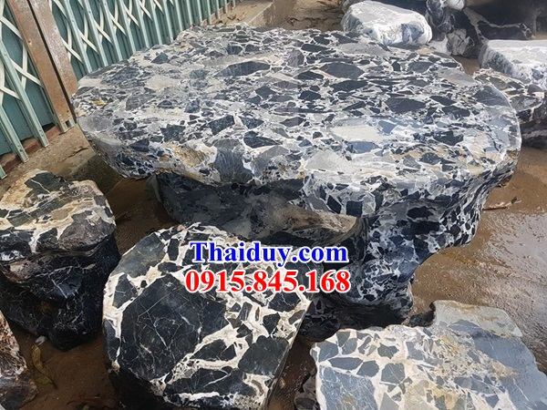 07 Bộ bàn ghế sân vườn tiểu cảnh biệt thự bằng đá ninh bình nguyên khối đẹp bán tại Quảng Ninh