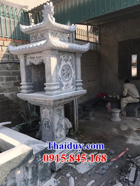 07 Cây hương bàn miếu kỳ đài trang thờ sơn thần linh thổ địa ngoài trời bằng đá thanh hóa tự nhiên đẹp bán tại Quảng Ninh