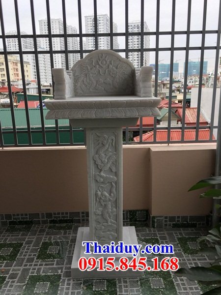 07 Cây hương bàn miếu kỳ đài trang thờ sơn thần linh thổ địa ngoài trời bằng đá trắng tự nhiên đẹp bán tại Quảng Ninh