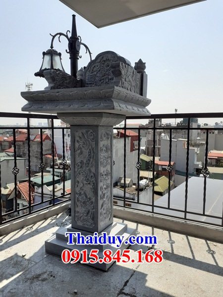 07 Cây hương bàn miếu kỳ đài trang thờ sơn thần linh thổ địa ngoài trời bằng đá xanh tự nhiên đẹp bán tại Quảng Ninh