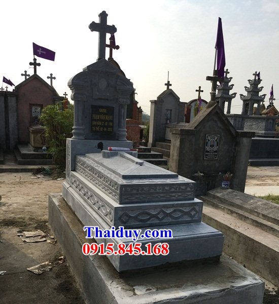 07 Mộ lăng mồ mả công giáo đạo thiên chúa người công giáo bằng đá đẹp bán tại Thái Bình