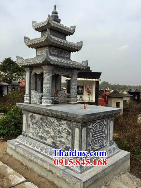 08 Mẫu mộ mồ mả đá thanh hóa ba mái gia đình dòng họ ông bà bố mẹ ba má đẹp bán tại Yên Bái