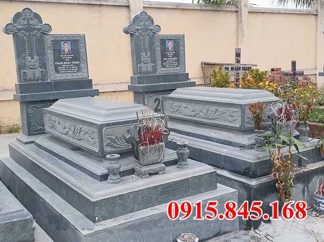 09 Mẫu mộ công giáo đạo thiên chúa đá liền nguyên khối đẹp tại Bình Thuận