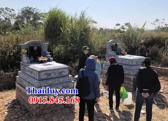 09 Mẫu mộ mồ mả đá tự nhiên liền nguyên khối cao cấp hiện đại đơn giản không mái tam ba năm cấp đẹp tại Bình Thuận