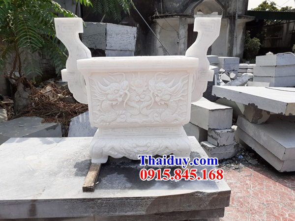 10 Đỉnh lư hương đình đền chùa miếu nhà thờ từ đường nghĩa trang khu lăng mộ mồ mả bằng đá trắng hình chữ nhật đẹp bán tại Quảng Trị