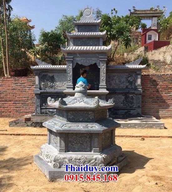10 Mộ mồ mả hình lục lăng bằng đá xanh nguyên khối gia đình ông bà bố mẹ đẹp bán tại Đà Nẵng