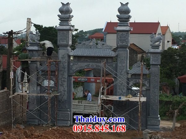 11 Mẫu cổng đá xanh ninh bình tam quan tứ trụ đình đền chùa miếu nhà thờ từ đường dòng họ gia tộc tổ tiên đẹp bán tại Hậu Giang