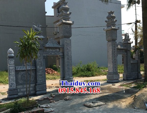 11 Mẫu cổng đá xanh thanh hóa tam quan tứ trụ đình đền chùa miếu nhà thờ từ đường dòng họ gia tộc tổ tiên đẹp bán tại Hậu Giang