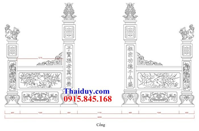 11 Mẫu cổng đá xanh thiết kế tam quan tứ trụ đình đền chùa miếu nhà thờ từ đường dòng họ gia tộc tổ tiên đẹp bán tại Hậu Giang