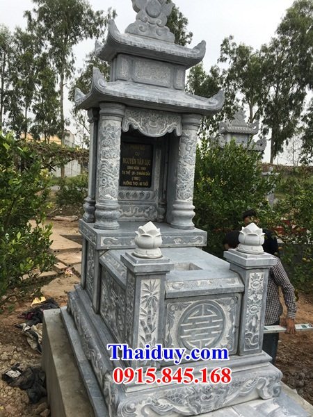 12 Mộ mồ mả gia đình dòng họ ông bà bố mẹ hai mái bằng đá bán tại Ninh Bình
