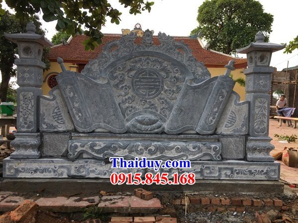13 Bức bình phong cuốn thư đá nhà thờ từ đường nghĩa trang khu lăng mộ mồ mả gia đình dòng họ ông bà bố mẹ đẹp bán Yên Bái