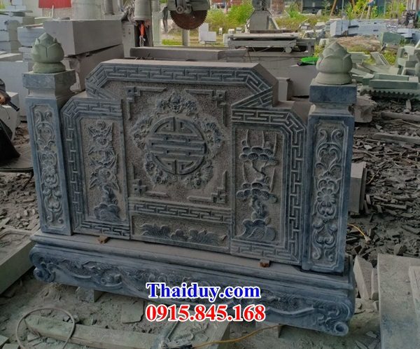 13 Bức bình phong cuốn thư đá xanh nhà thờ từ đường nghĩa trang khu lăng mộ mồ mả gia đình dòng họ ông bà bố mẹ đẹp bán Yên Bái