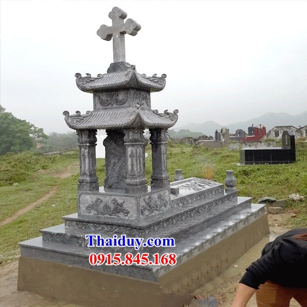 13 Mộ lăng mồ mả công giáo đạo thiên chúa giáo bằng đá tự nhiên nguyên khối đẹp bán tại Thái Nguyên