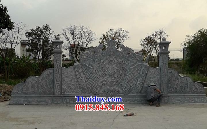 14 Bình phong cuốn thư tắc môn đá xanh từ đường nhà thờ nghĩa trang gia đình dòng họ ông bà bố mẹ đẹp bán tại Hà Giang