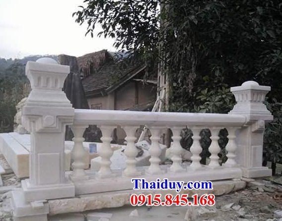 14 Lan can tường bao hàng rào đá trắng nghĩa trang khu lăng mộ mồ mả gia đình dòng họ ông bà bố mẹ đẹp bán Phú Yên