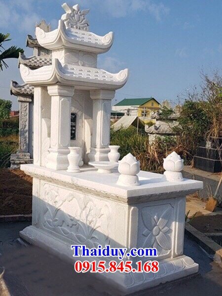 14 Mộ mồ mả gia đình dòng họ ông bà bố mẹ hai mái bằng đá trắng đẹp bán tại Hà Nội